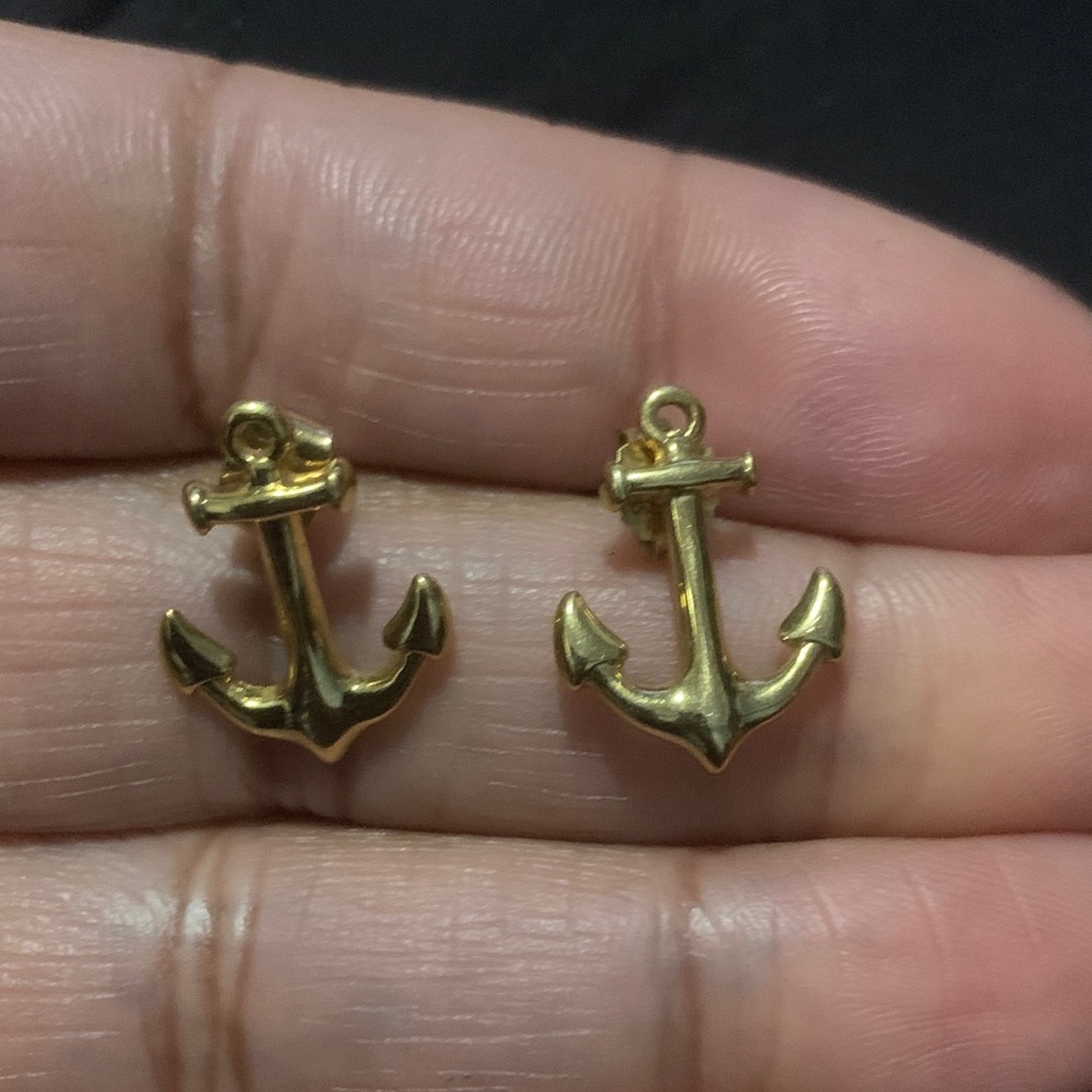 J. Crew Gold Anchor Earrings